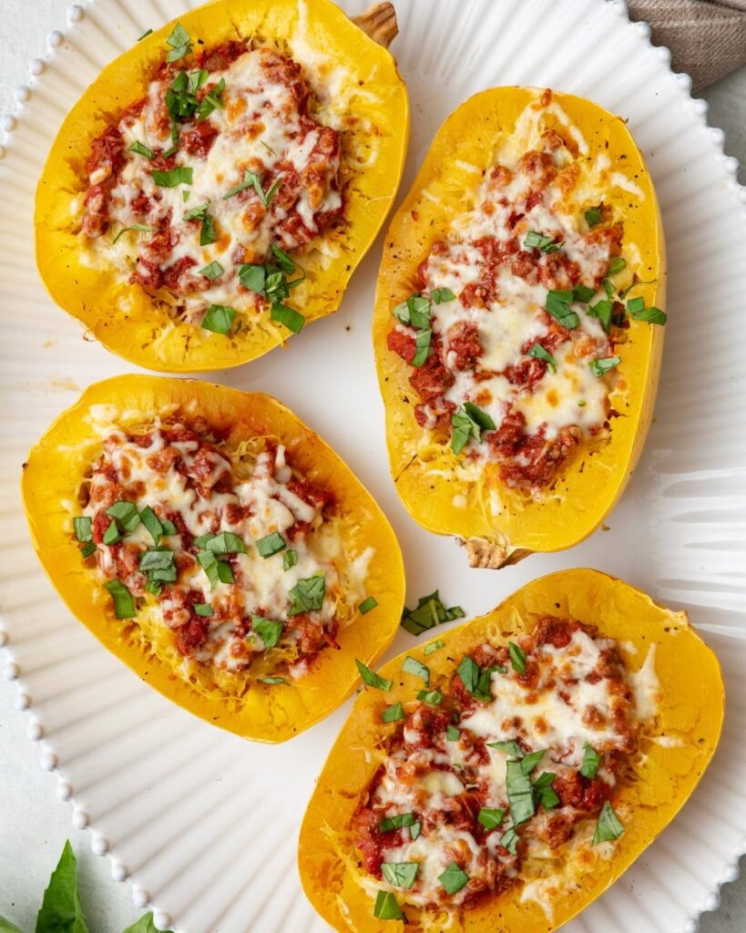 Spaghetti Squash Lasagna Boats