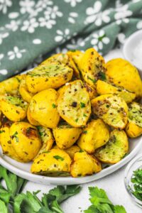 Roasted Patty Pan Squash with Garlic and Herbs