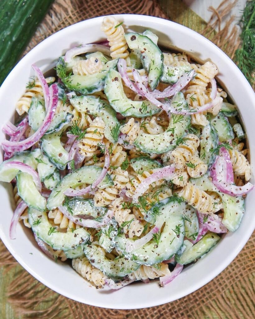 Creamy Summer Pasta Salad with Dill and Veggies
