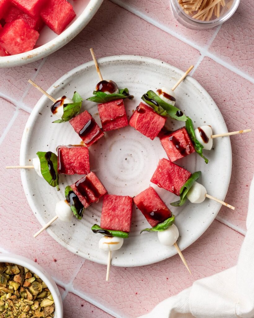 Watermelon Caprese Skewers