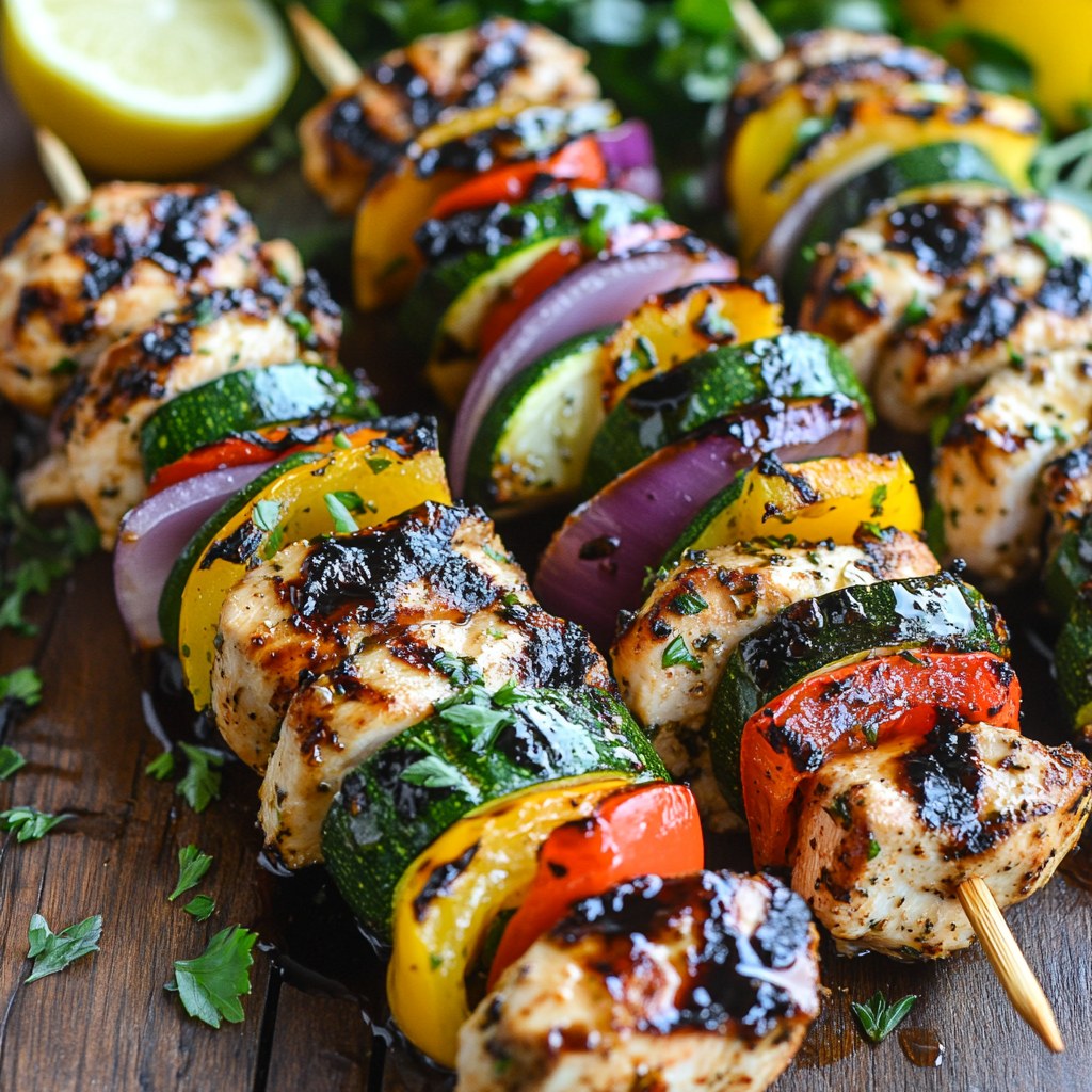BBQ Veggie Skewers with Balsamic Glaze