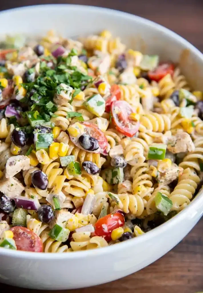  Southwest Pasta Salad with Corn, Black Beans, and Avocado