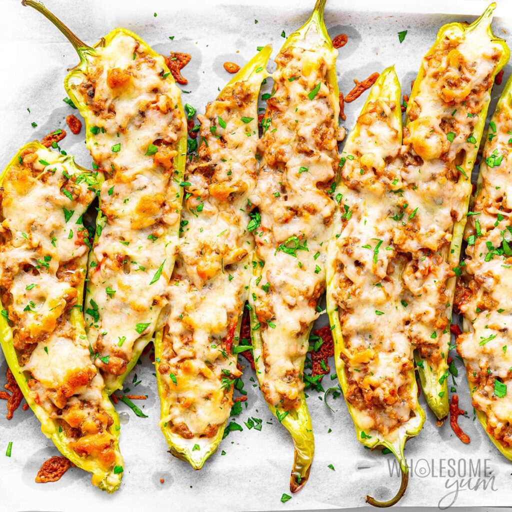Stuffed Banana Peppers with Sausage and Cheese